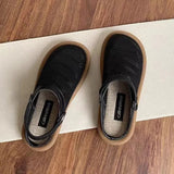 Breakj Linen Sandals Women One Shoe Two Soft Sole Tou Half Slippers Outside The Gas Mesh One Foot Pedal