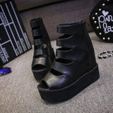 Gladiator Sandals Women Ankle Boots Female Summer Wedges Increased Platform Shoes Peep Toe Rome