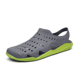 Men PVC Sandals Slippers Summer Hollow Out Breathable Casual Water Shoe Outdoor Lightweight Beach Sandals Non-Slip
