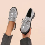 Breakj Heel Single Shoes Women Fashion Spring And Autumn New Women's Shoes Bow Small Leather Shoes Large Size Loafers