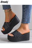 Women's High-heeled Slippers 2023 Summer New Sexy Luxury Sweet Bow Platform Shoes Ladies Fashion Wedges Sandals Zapatos De
