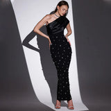 2024 Explosion Dress Sexy Slanted Shoulder Spike Diamond Long Cash Back Skinny Adult