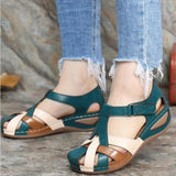 Breakj Women's Large-Size Comfortable Summer New With Retro Round Head And Ladies Roman Shoes Cross-Buckle Women's