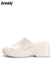 Platform Sandals For Women Wedge Slingback Fashion Metallic Glitter Open Toe Slipper Shoes Summer Casual Slip On