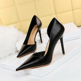Breakj Retro Sexy Nightclub Show Thin High Heels Women's Shoes Ultra High Heel Shallow Mouth Pointed Head Side Hollow Out Single