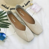 Spring New Korean Version Of Square Head Flat Single Shoes Female Harajuku Students Doudou Shoes Shallow Lazy