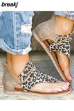 Women Summer Sandals Flowers Print Zipper Sandals Flat Open Toe Outdoor Breathable Beach Shoes Ladies Ankle Strap