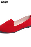 Women Ladies Slip On Flat Shoes Comfortable Casual Shoes Solid Fashion Loafers Female Pointed Toe Plain Flat Shoes Ballet
