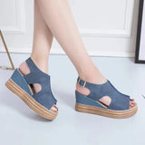 Breakj Women's Shoes 2025 New Sandal Pine Cake Thick-Soled Women's Shoes Summer Hollow Fish Mouth Slope