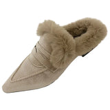 Women Thick Fur Winter Slippers Warm Shoes Slippers Platform Heels Casual Cotton Home Slides Boots 2023 New Plush Women