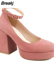 Chunky Heels Mary Janes For Women Pumps 2023 Spring Summer Leisure Comfy Women Office Lady Shoes big size