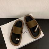 Breakj On Excrement Feeling Cool Drag Female Summer 2024 Summer New Fashion Feeling Platform Increased One Word Drag Beach Shoes Women's