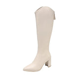 Size 34-43 New Women Boots Zipper Thick High Heels Simple Thick High Heels Autumn Winter Boots Knee High