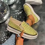 Breakj Version Of Students Casual Board Shoe Pine Cake One Foot Pedal Four Seasons Water Diamond Pine Cake Thick-Soled Lefu Breathable Flat Sole Single Shoes