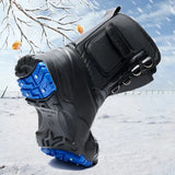 Men's Outdoor Boots Waterproof Boots for Men Non-slip Spike Sole Wear-resistant Snow Boots Winter Plush Warm Fishing