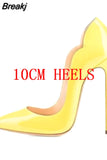 Curl Upper Women Patent Pointed Toe Stiletto High Heels Sexy Ladies Party Dress Shoes Club Dance Pumps Plus