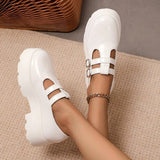 Black Chunky Gothic Shoes Women Double Buckle Punk Platform Mary Jane Shoes Woman Pu Leather Round Toe Pumps