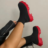 Autumn Winter New Couple Socks Shoes Women Thick-soled Casual Large Size Net Red Knitted Short Boots Women botas de