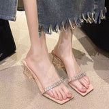 Breakj Transparent Large-Size Thick-Heeled Sandals Women 2025 Summer New Fairy Wind High Heel Slippers Temperament Water Women's