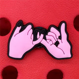 1 pcs Pink Girl Shoe Charms Rose Love Letter Pull Hook Ring Shoes Accessories Decoration Fit Croc Jibz Kids