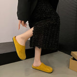Vintage Sen Thick-Skin Shoes Women 2025 Spring New Height Lazy Round Velvet Muller