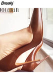 Heel Height Women Shoes Brown Color Women High Heels 2023 Fashion Pumps Office Lady Pointed Toe