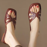 Breakj 2023 New Fashion Women's Shoes Hollow Out One-Word Outside Wear Flat Slippers Cool Drag Female Hot