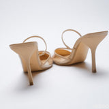 Light Luxury Women Shoes New Nude Color Transparent Pointed Temperament High Heels Muller Stiletto Single Shoes