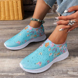 Breakj Women's Shoes Spring Breathable Sports Casual Shoes Water Drill Rainbow Shiny Flying Shoes Thick-Soled Running Women's