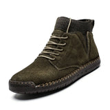o'clock 2020 Quality Winter Men's Leather Boots Outdoor Comfortable Elastic Sock Male Shoes Casual High-Top Lace-up