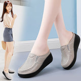 Spring Autumn Women Flats Platform Loafers Ladies Genuine Leather Comfort Wedge Moccasins Orthopedic Slip On Casual