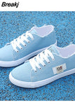 Canvas shoes woman new arrival Lace-up Spring/autumn Sneakers for girls Fashion Denim solid Blue/White casual shoes