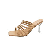 Strap High Heels New Summer Shoes Woman Sexy Sandals and Slippers Temperament Square Head Thick Heel Sandals
