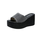 Breakj Fashion Wearing Slippers Lady Fish Mouth Exposed Large Slope And Thick Bottom One Word Drag
