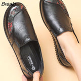2022 Spring Luxury Women Flat Elderly Shoes Retro Vintage Genuine Leather Loafers Black Women's Shoes