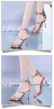Women Concise Fashion Ankle Strap High Heels Shoes Woman Open Top Thin Heels Women's Buckle Slingbacks PumpsSapato