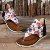 Breakj Size Sandals Women Popular Summer New Clip Toe Print Flat Sandals Women's Back Zipper Women