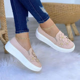 2022New Women Spring Autumn Shallow Flower Big Size Shoes Nubuck Flat Heels Casual Breathable Wearable Slip on
