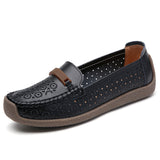 Breakj And Summer Large-Size Soft-Soled Mother Shoes Cow Skin Bean Shoes Women's Casual Shoes Flats Nurse Shoes Single Shoes Women's Working