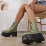 Women's Thick-Bottom Boots 2025 Autumn And Winter New British Style Martin Boots With High-Pine Cake Bottom Short Boots