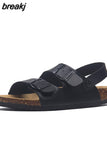 2023 New Summer Beach Cork Sandals Casual Women Outside Non-slip Black White Double Buckle Sandalias