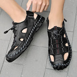 Men Summer Sandals 2023 New Casual Leather Beach Sandals Men's Shoes Free Shipping Breathable Comfortable Soft Roman Men