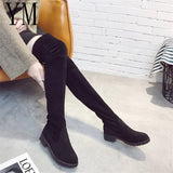 Hot Selling Women Boots Autumn Winter Ladies Fashion Flat Bottom Boots Shoes Over The Knee Thigh High Suede Long Boots 35-40