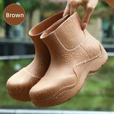 Sole Design Women Rainboots Lightweight EVA Slip-on Ladies Rain Shoes Solid Outdoor Waterproof Girls Platform Ankle