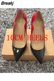 Curl Upper Women Patent Pointed Toe Stiletto High Heels Sexy Ladies Party Dress Shoes Club Dance Pumps Plus