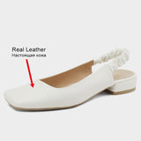 Size 34-40 Women Sandals Real Leather Silver Low Heels Shoes For Women Summer 2023 Slingback Pumps Casual Office