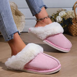2023 Winter Fur Slippers Women Faux Suede Fluffy Furry Home Slides Woman Comfort Non Slip Indoor Floor Cotton Shoes