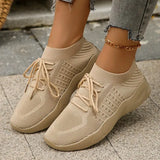 Spring Women's Knitted Breathable Sneakers Lightweight Non Slip Sports Tennis Shoes for Women Comfy Lace Up Casual
