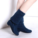 And Winter New Female Knee Boots Korean Version Of Thin Leg Elastic Velvet Boots Low And Women's