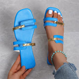 Breakj Women's Shoes Slippers 2025 Summer New Large-Size Color Flat Cool Slippers